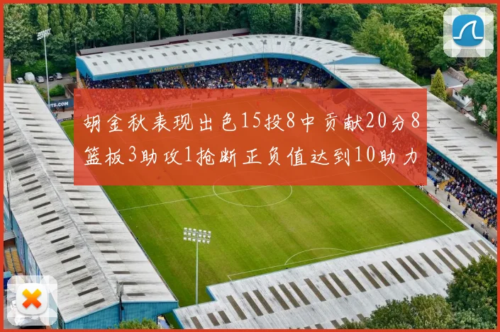胡金秋表现出色15投8中贡献20分8篮板3助攻1抢断正负值达到10助力球队胜利